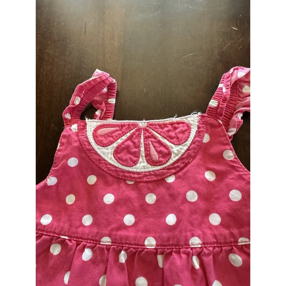 Gymboree Sun Dress Watermelon Strappy Sleeveless Pink Polka Dot 12 18 Months Y2K
